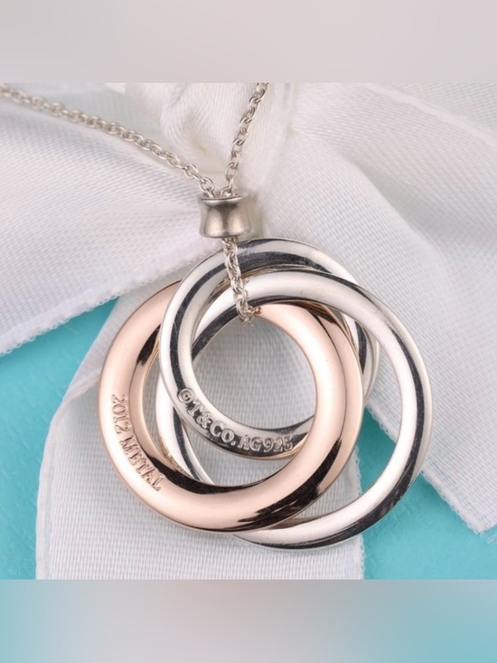 Tiffany & Co. Jewelry - Tiffany & Co. 1837 Interlocking Circles Necklace Rubedo Rose Gold and Silver 18”
